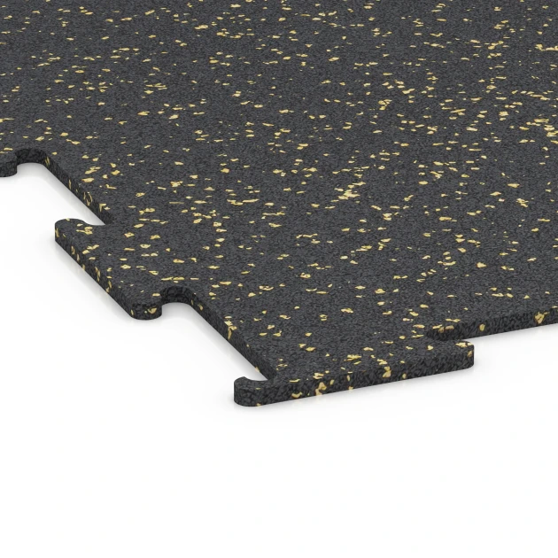 Detailaufnahme der Randausprägung von WARCO-Produkt 6454, Fitnessgulv Kompakt, Format 100 × 100 × 0,8 cm, Farbe Let Gul Sprøjtet.