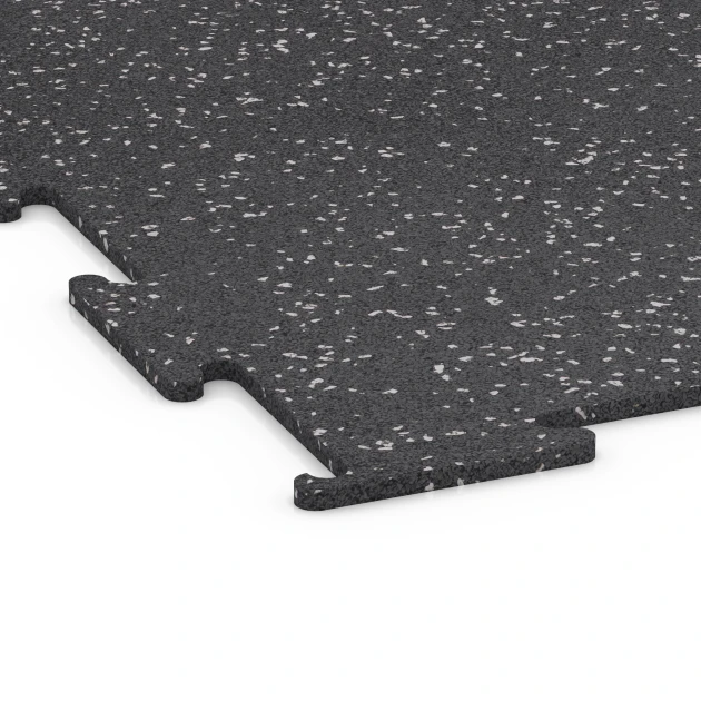 Detailaufnahme der Randausprägung von WARCO-Produkt 6458, Fitnessgulv Kompakt, Format 50 × 50 × 0,8 cm, Farbe Let Grå Sprøjtet.