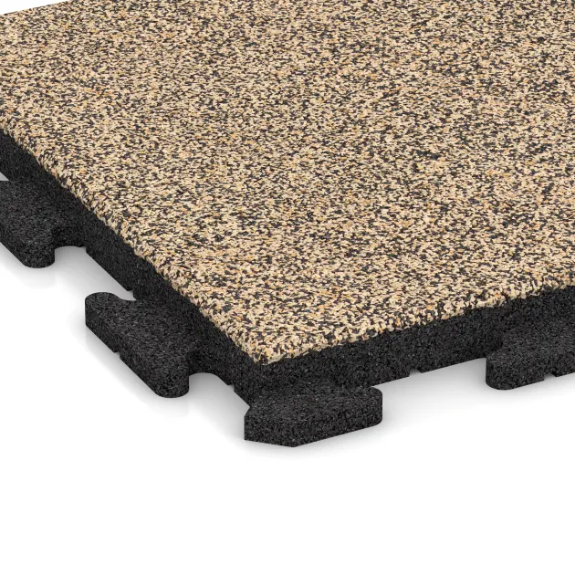 Detailaufnahme der Randausprägung von WARCO-Produkt 1305, Gangfliser Classic, Format 500 x 500 x 40 mm, Farbe Travertin.