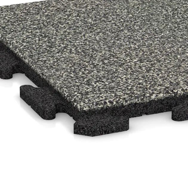 Detailaufnahme der Randausprägung von WARCO-Produkt 1207, Poolflise Klassisk, Format 500 x 500 x 30 mm, Farbe Grå Granit.