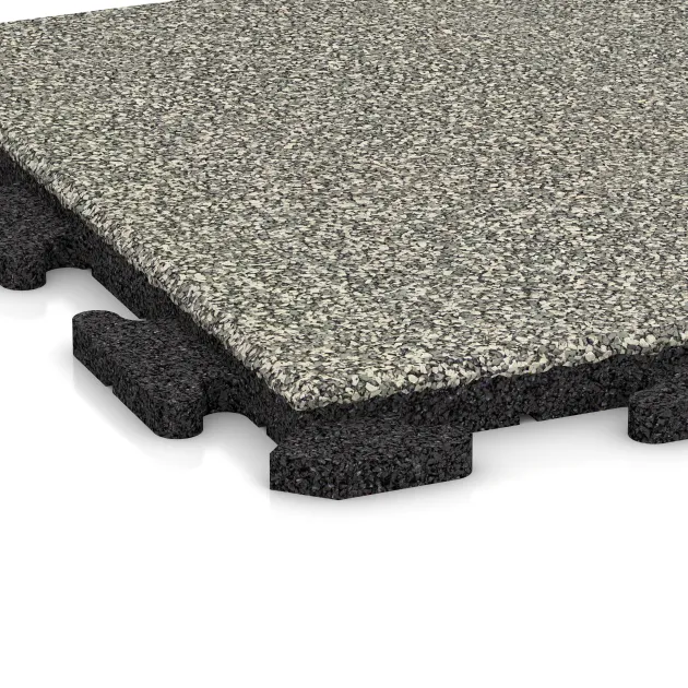 Detailaufnahme der Randausprägung von WARCO-Produkt 1208, Poolflise Klassisk, Format 500 x 500 x 30 mm, Farbe Lys Granit.