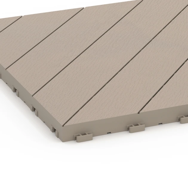 Detailaufnahme der Randausprägung von WARCO-Produkt 6327, Sildebensmønster – Terrassefliser, Format 38,5 x 38,5 x 2 cm, Farbe Vanilje.