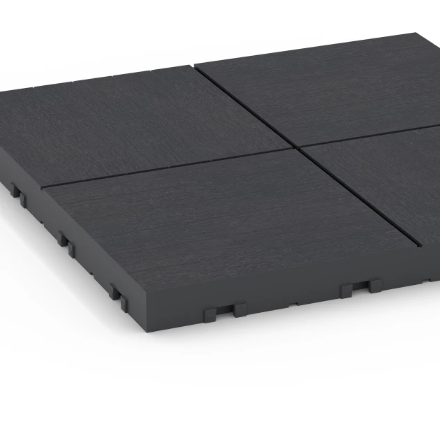 Detailaufnahme der Randausprägung von WARCO-Produkt 6347, Mosaik – Terrassefliser, Format 30 x 30 x 2 cm, Farbe Skifer.