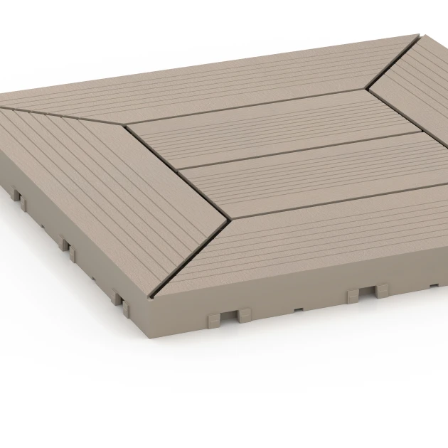 Detailaufnahme der Randausprägung von WARCO-Produkt 6350, Kassettemønster – Terrassefliser, Format 30 x 30 x 2 cm, Farbe Vanilje.