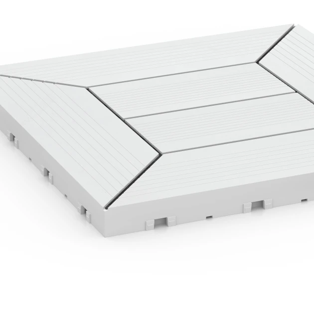 Detailaufnahme der Randausprägung von WARCO-Produkt 6352, Kassettemønster – Terrassefliser, Format 30 x 30 x 2 cm, Farbe Kridt.