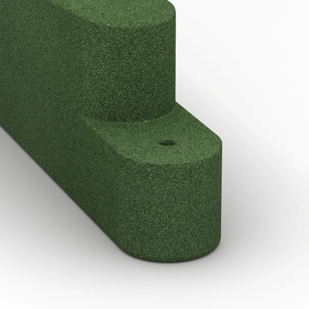 Detailaufnahme der Randausprägung von WARCO-Produkt 6641, Gummikantsten, Format 100 x 15 x 30 cm, Farbe Græsgrøn.