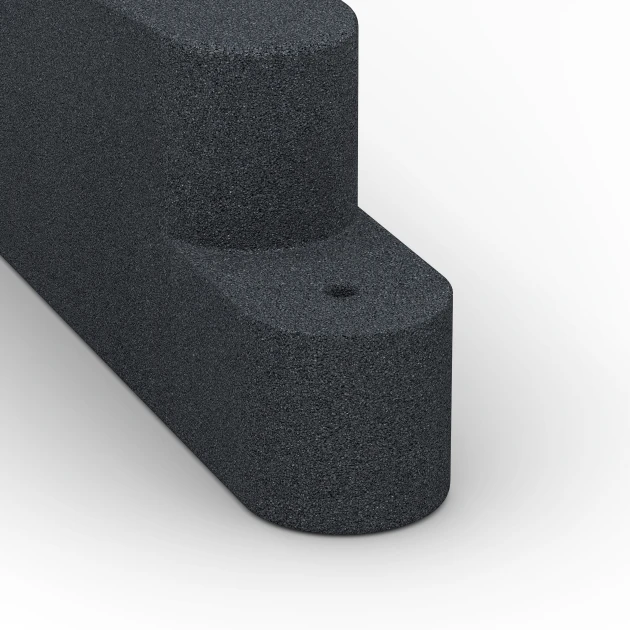 Detailaufnahme der Randausprägung von WARCO-Produkt 6642, Gummikantsten, Format 100 x 15 x 30 cm, Farbe Skifergrå.