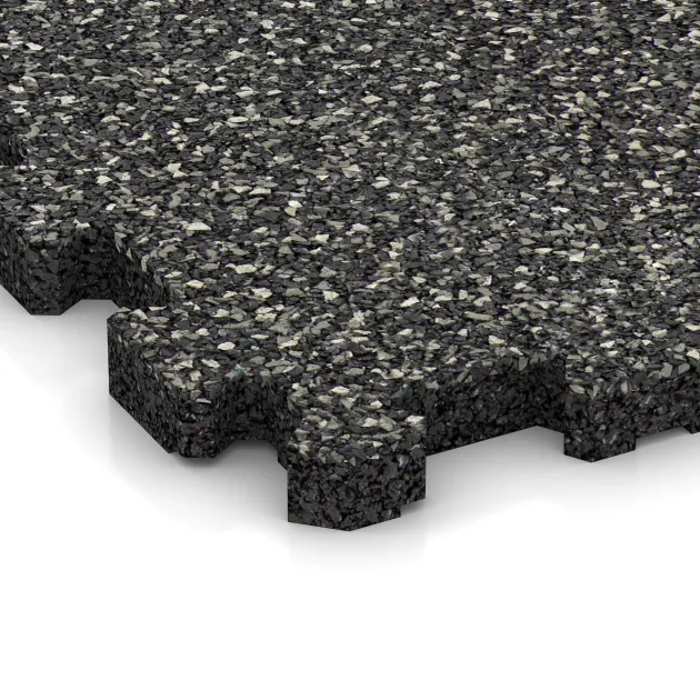 Detailaufnahme der Randausprägung von WARCO-Produkt 3848, Poolflise fugfri, Format 306 x 306 x 20 mm, Farbe Mørkgrå Granit.