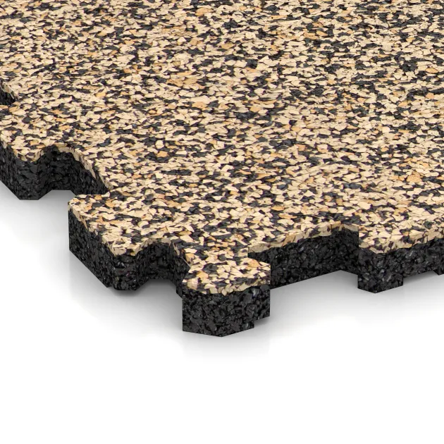 Detailaufnahme der Randausprägung von WARCO-Produkt 3856, Poolflise fugfri, Format 306 x 306 x 20 mm, Farbe Travertin.