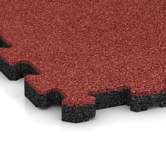 Detailaufnahme der Randausprägung von WARCO-Produkt 4414, Poolflise fugfri, Format 306 x 306 x 20 mm, Farbe Korallerød.