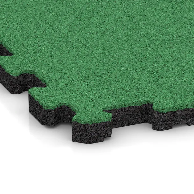 Detailaufnahme der Randausprägung von WARCO-Produkt 5992, Poolflise fugfri, Format 306 x 306 x 20 mm, Farbe Maigrøn.