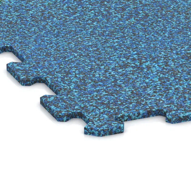 Detailaufnahme der Randausprägung von WARCO-Produkt 1029, Fitnessgulv Kompakt, Format 970 x 970 x 8 mm | 0,94 m, Farbe Atlantic.