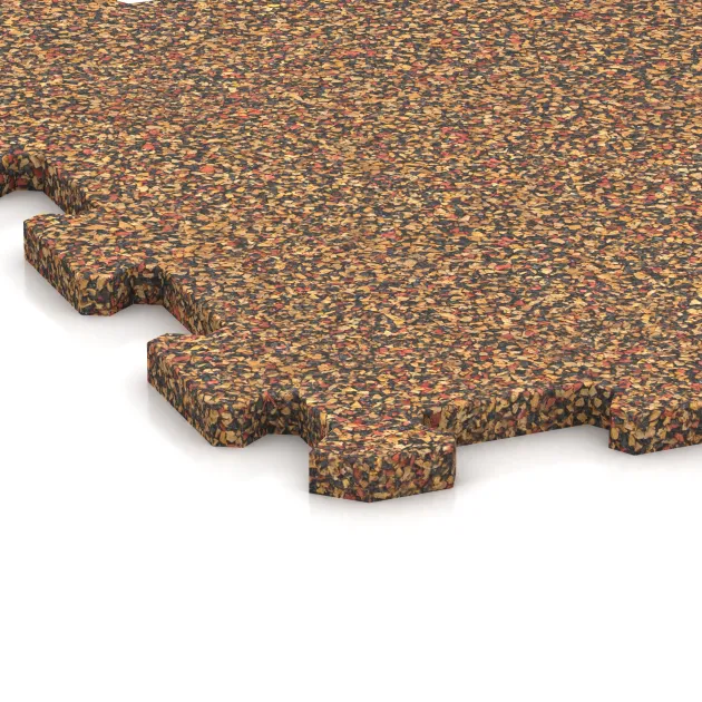 Detailaufnahme der Randausprägung von WARCO-Produkt 0962, Fitnessgulv Kompakt, Format 485 x 485 x 16 mm | 0,235 m², Farbe Terra Cotta.