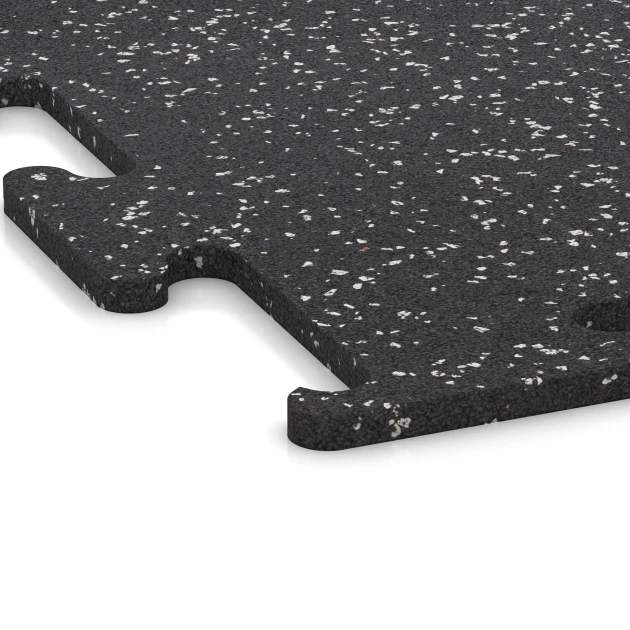 Detailaufnahme der Randausprägung von WARCO-Produkt 3777, Fitness Performance Elite Træningsgulv, Format 100 x 100 x 1,5 cm | 1,00 m², Farbe Let Grå Sprøjtet.