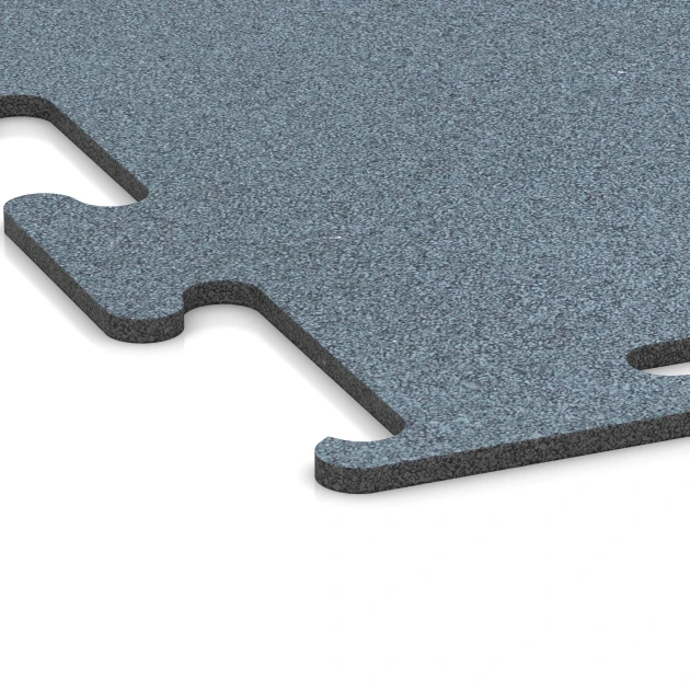 Detailaufnahme der Randausprägung von WARCO-Produkt 6164, Fitness Performance Elite Træningsgulv, Format 50 x 50 x 1 cm | 0,25 m², Farbe Ældet sølv.