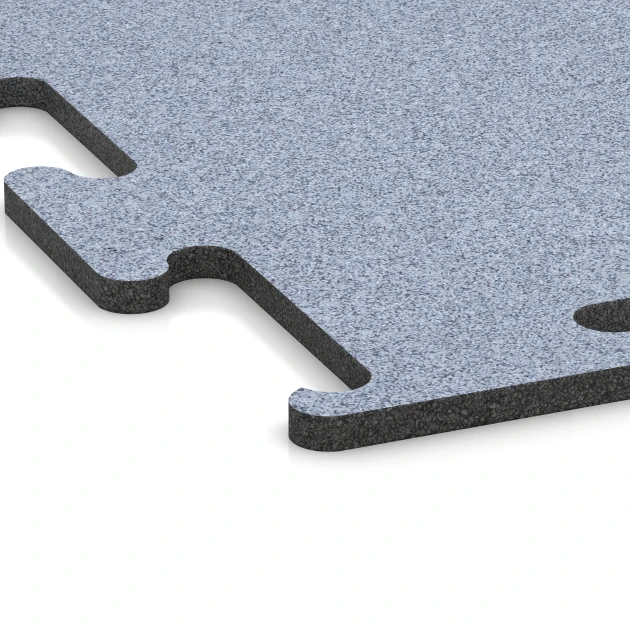 Detailaufnahme der Randausprägung von WARCO-Produkt 6154, Fitness Performance Elite Træningsgulv, Format 50 x 50 x 1,5 cm | 0,25 m², Farbe Disgrå.