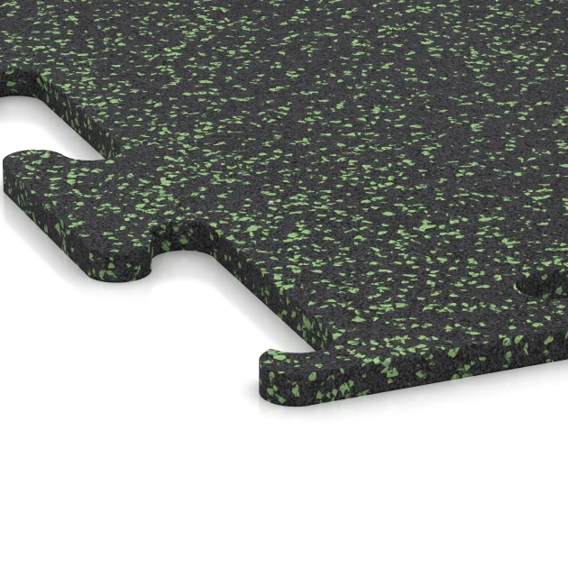 Detailaufnahme der Randausprägung von WARCO-Produkt 3771, Fitness Performance Elite Træningsgulv, Format 50 x 50 x 1,5 cm | 0,25 m², Farbe Let Grøn Sprøjtet.