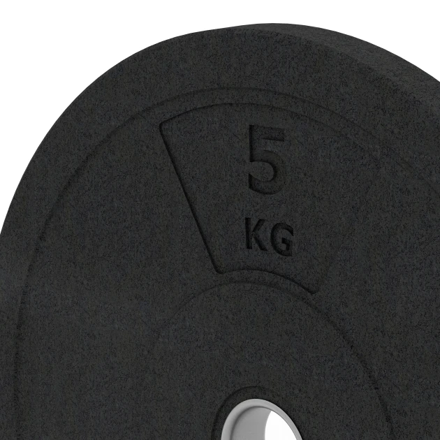 Detailaufnahme der Randausprägung von WARCO-Produkt 6084, Bumper plate, Format 5 kg | ø 45,4 x 3,15 cm, Farbe Antracit.