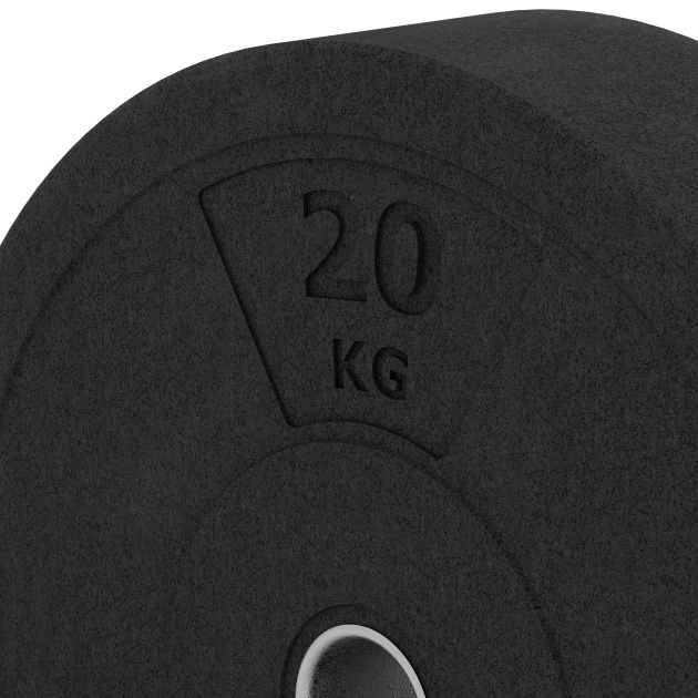 Detailaufnahme der Randausprägung von WARCO-Produkt 6087, Bumper plate, Format 20 kg | ø 45,4 x 11,38 cm, Farbe Antracit.