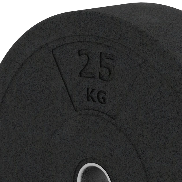 Detailaufnahme der Randausprägung von WARCO-Produkt 6090, Bumper Plate Slim, Format 25 kg | ø 45,4 x 11,38 cm, Farbe Antracit.