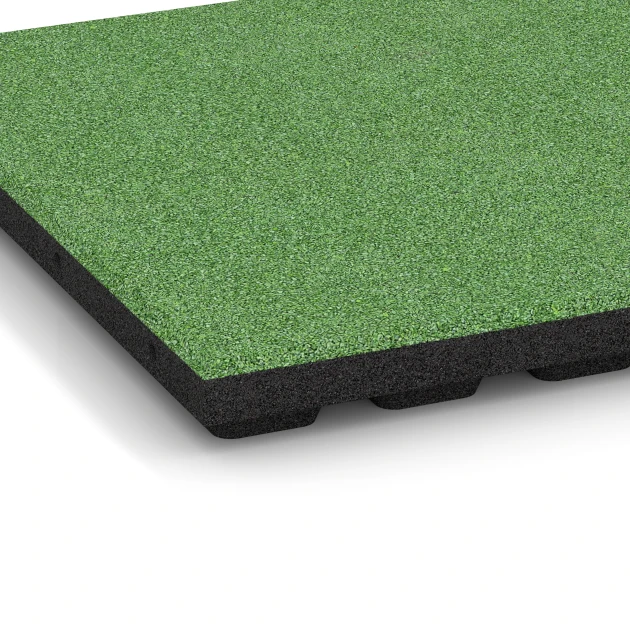 Detailaufnahme der Randausprägung von WARCO-Produkt 6374, Terrasseflise Classic, Format 50 x 50 x 4 cm, Farbe Lindgrøn.