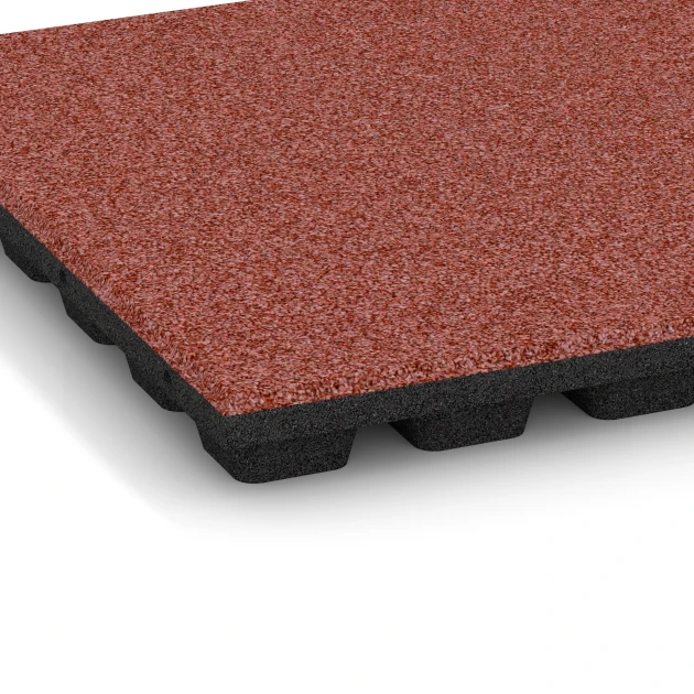 Detailaufnahme der Randausprägung von WARCO-Produkt 6136, Faldsikringsflise 170 cm, Format 50 x 50 x 4,8 cm, Farbe Tomatrød.