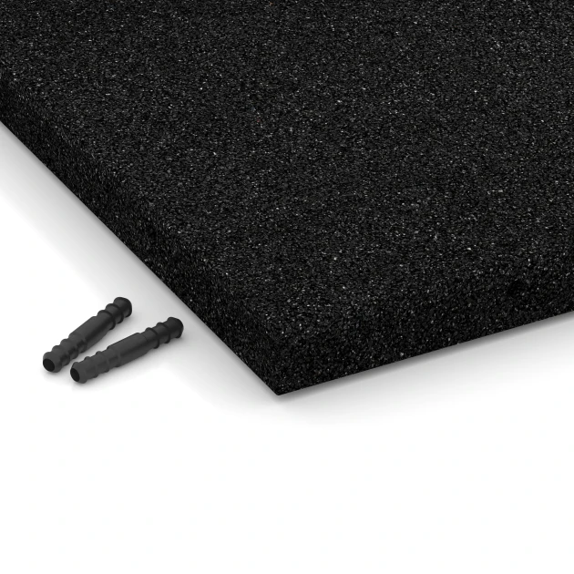 Detailaufnahme der Randausprägung von WARCO-Produkt 6253, Faldsikringsflise – 140 cm, Format 50 x 50 x 4 cm, Farbe Antracit.