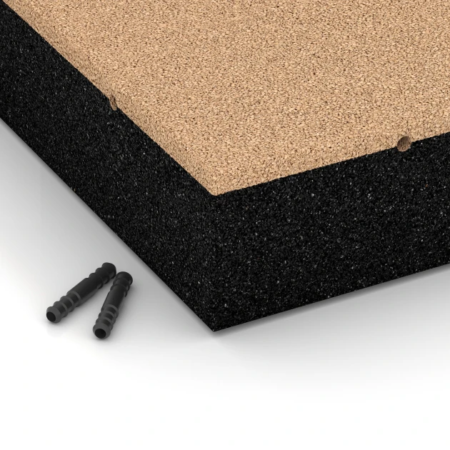 Detailaufnahme der Randausprägung von WARCO-Produkt 6282, Faldsikringsflise – 300 cm, Format 50 x 50 x 11 cm, Farbe Sandbeige.