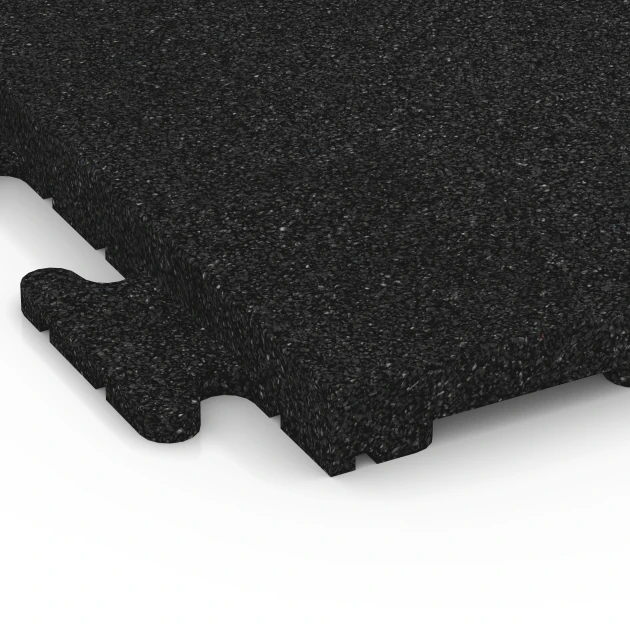 Detailaufnahme der Randausprägung von WARCO-Produkt 6190, Træningsgulvflise Classic, Format 50 x 50 x 3 cm | 0,25 m², Farbe Antracit.