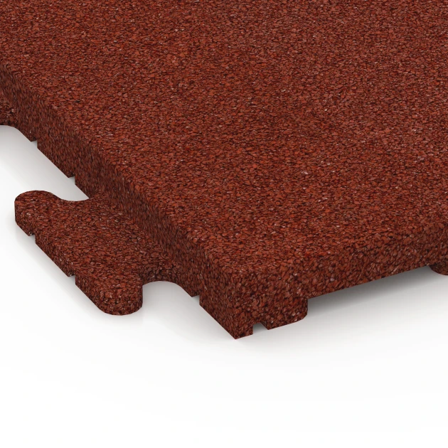 Detailaufnahme der Randausprägung von WARCO-Produkt 6976, Træningsgulvflise Classic, Format 50 x 50 x 3 cm | 0,25 m², Farbe Murstenrød.