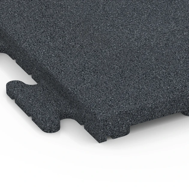 Detailaufnahme der Randausprägung von WARCO-Produkt 6978, Træningsgulvflise Classic, Format 50 x 50 x 3 cm | 0,25 m², Farbe Skifergrå.