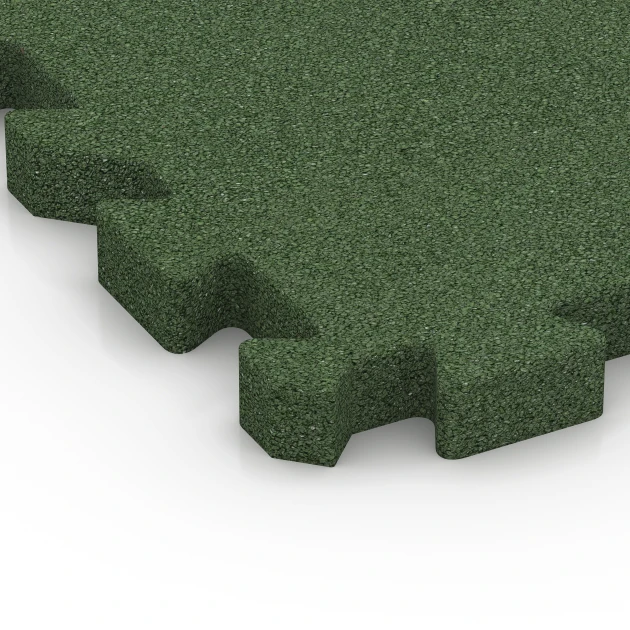 Detailaufnahme der Randausprägung von WARCO-Produkt 6995, Fitnessgulv, Format 50 x 50 x 4 cm | 0,25 m², Farbe Græsgrøn.