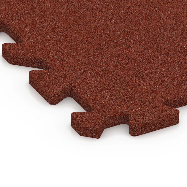 Detailaufnahme der Randausprägung von WARCO-Produkt 6984, Fitnessgulv, Format 50 x 50 x 2 cm | 0,25 m², Farbe Murstenrød.