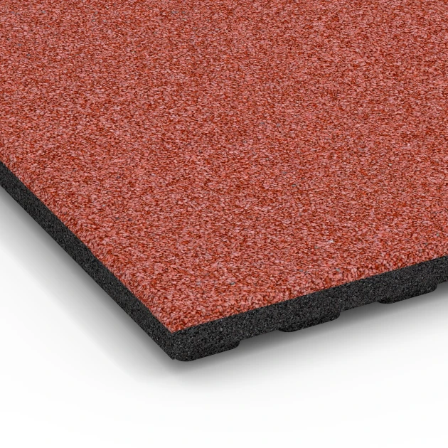 Detailaufnahme der Randausprägung von WARCO-Produkt 6388, Staldmåtte Luksus, Format 100 x 100 x 4,5 cm | 1,00 m², Farbe Murstensrød.