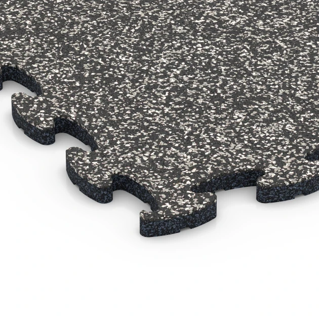 Detailaufnahme der Randausprägung von WARCO-Produkt 6751, Legemåtte gummifliser, Format 44,6 x 44,6 x 1,8 cm, Farbe Mørkegrå granit.