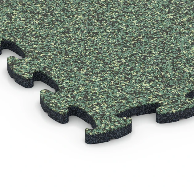 Detailaufnahme der Randausprägung von WARCO-Produkt 6825, Fitness Active gulvflise, Format 44,6 x 44,6 x 1,8 cm, Farbe Engelsk græs.