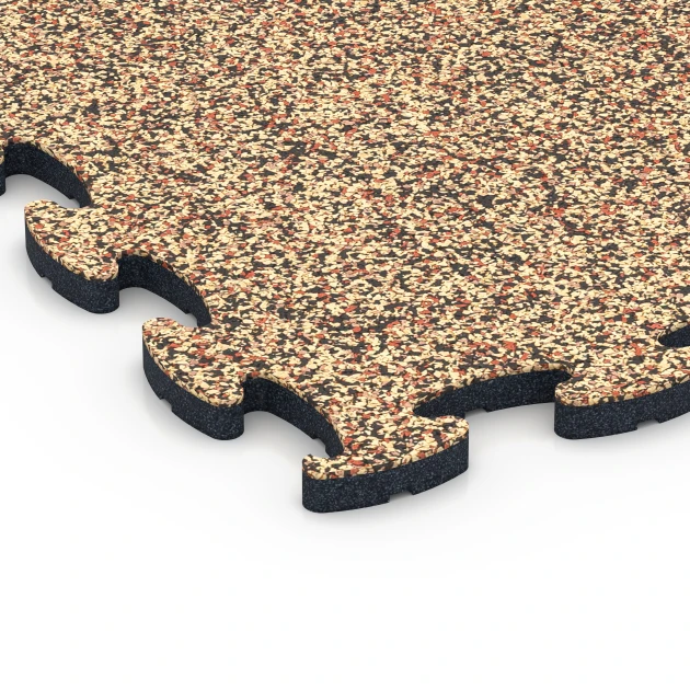Detailaufnahme der Randausprägung von WARCO-Produkt 6862, Fitnessgulv Max System, Format 44,6 x 44,6 x 1,8 cm, Farbe Terrakotta.
