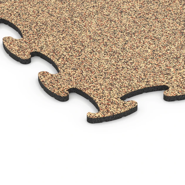 Detailaufnahme der Randausprägung von WARCO-Produkt 6871, Fitnessgulv Max System, Format 98 x 98 × 1,8 cm, Farbe Terrakotta.