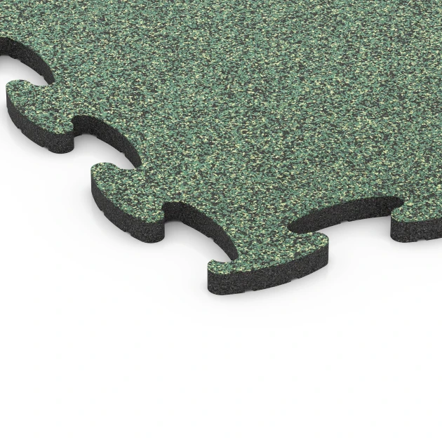 Detailaufnahme der Randausprägung von WARCO-Produkt 6888, Fitnessgulv Max System, Format 98 x 98 x 2,8 cm, Farbe Engelsk græs.