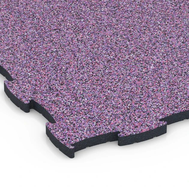 Detailaufnahme der Randausprägung von WARCO-Produkt 6891, Fitnessgulv Max System, Format 97,1 x 97,1 x 2,8 cm, Farbe Lavendel.