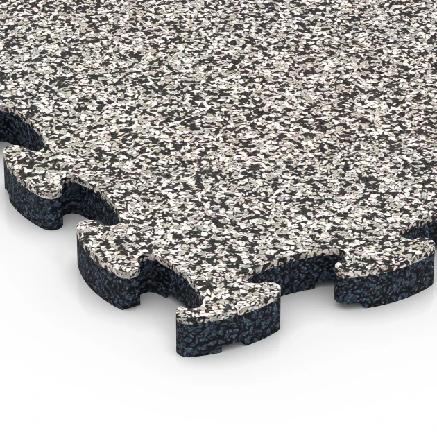 Detailaufnahme der Randausprägung von WARCO-Produkt 6815, Stentæppe klikflise, Format 28,9 x 28,9 x 1,8 cm, Farbe Grå granit.