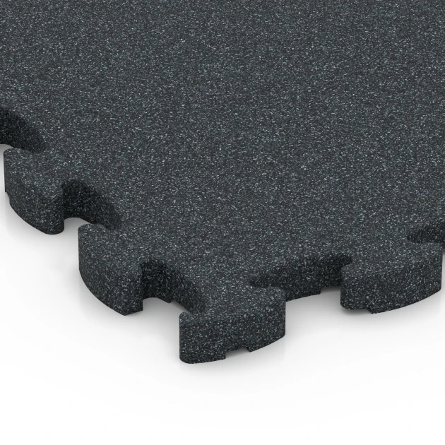Detailaufnahme der Randausprägung von WARCO-Produkt 6964, Fitness Premium studiegulv, Format 28,9 x 28,9 x 1,8 cm, Farbe Antracit.