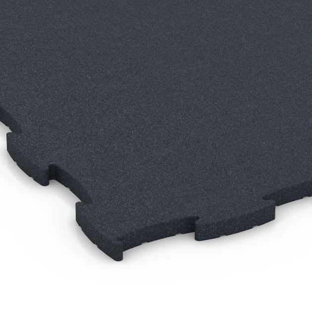 Detailaufnahme der Randausprägung von WARCO-Produkt 6969, Fitness Premium studiegulv, Format 99 x 99 x 2,8 cm, Farbe Antracit.