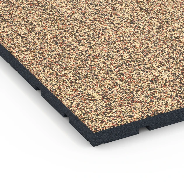 Detailaufnahme der Randausprägung von WARCO-Produkt 7135, Udendørs træningsgulv, Format 60 x 60 x 3 cm | 0,36 m², Farbe Terrakotta.