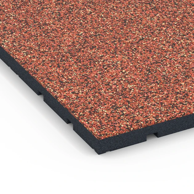 Detailaufnahme der Randausprägung von WARCO-Produkt 7136, Udendørs træningsgulv, Format 60 x 60 x 3 cm | 0,36 m², Farbe Etna.