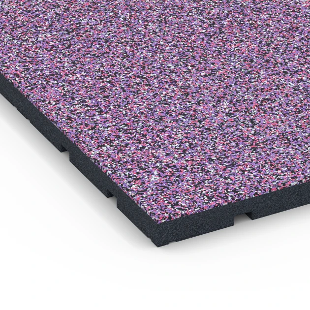 Detailaufnahme der Randausprägung von WARCO-Produkt 7137, Udendørs træningsgulv, Format 60 x 60 x 3 cm | 0,36 m², Farbe Lavendel.
