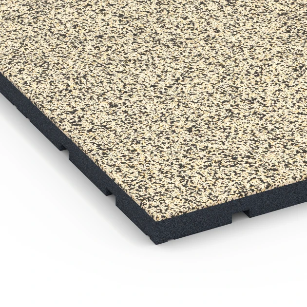 Detailaufnahme der Randausprägung von WARCO-Produkt 7138, Udendørs træningsgulv, Format 60 x 60 x 3 cm | 0,36 m², Farbe Travertin.