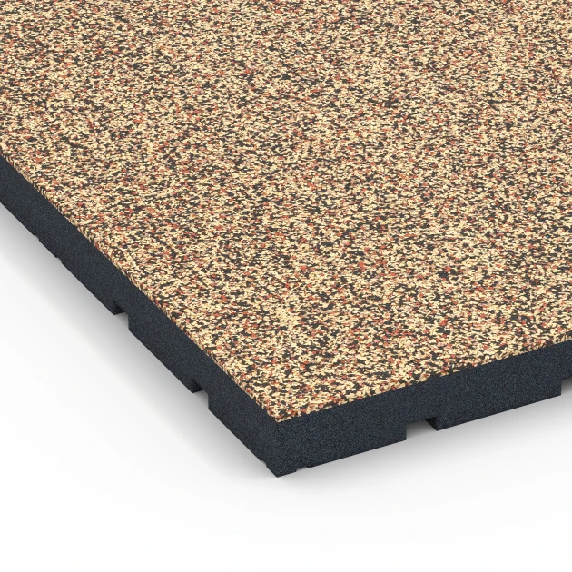 Detailaufnahme der Randausprägung von WARCO-Produkt 7144, Udendørs træningsgulv, Format 60 x 60 x 4 cm | 0,36 m², Farbe Terrakotta.