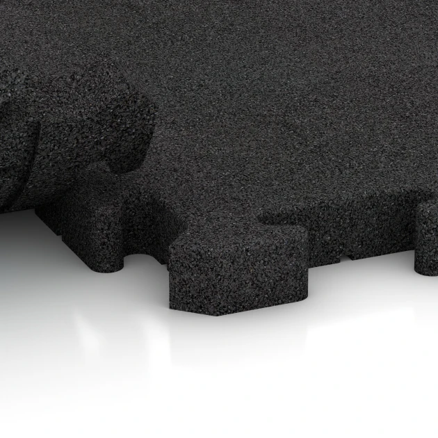 Großaufnahme vom Verbindungssystem von WARCO-Boden 4070 - Hundegulvplade im Farbdesign Antracit. Abmessungen 100 x 100 x 4 cm | 1,00 m².