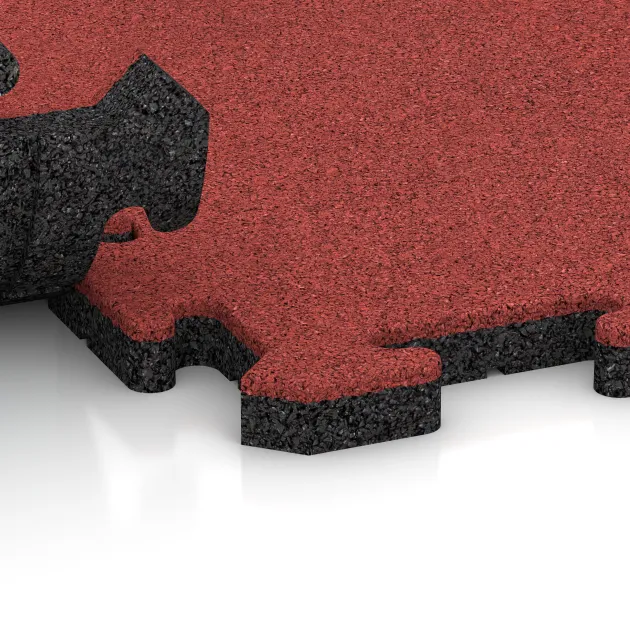 Großaufnahme vom Verbindungssystem von WARCO-Boden 5295 - Poolflise im Farbdesign Rose. Abmessungen 500 x 500 x 30 mm.